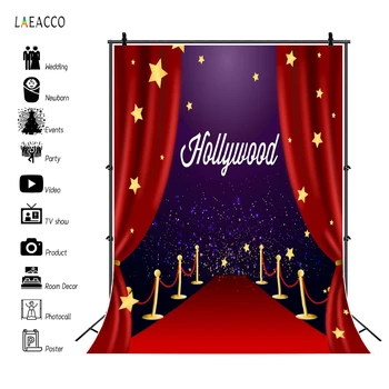 Laeacco vörös szőnyeg színpad Hollywoodi fotó háttér Csillag csillog Pöttyös baba születésnapi party Photozone Háttér Fotóstúdió