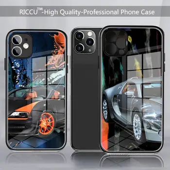 Luxus autó Bugatti telefontok edzett üveg iPhone 11 12 Pro XR XS MAX 8 X 7 6S 6 Plus SE 2020 12Pro Max Mini tokokhoz