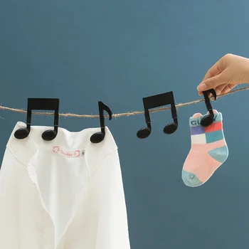 1 Pár Kreatív zenei jegyzet Ruhatartók ABS műanyag Többcélú rugós kapcsok Mosoda szervezése Háztartási ruhacsipeszek