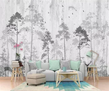 Egyéni 3D tapéta fekete-fehér Északi kézzel festett fantázia erdei jávorszarvas TV háttér Fali dekoráció Fali papír