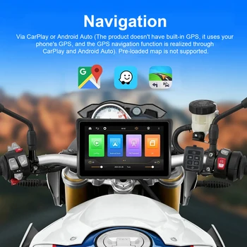  hordozható motorkerékpár GPS / navigáció 7 hüvelykes kültéri 800nit képernyő IPX7 vízálló motorkerékpár CarPlay Android Auto kettős Bluetooth