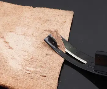 Acél Modern biztonsági ferde síelő Vékonyodó bőr kézműves penge kés DIY varratok szerszám otthoni kézzel készített kiegészítőkhöz+3 penge