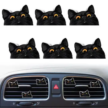 Cat autó légfrissítők szellőző klipek 6db vicces autó dekoráció illatos szellőző klip légkondicionáló kimeneti klip fekete macska dekoráció
