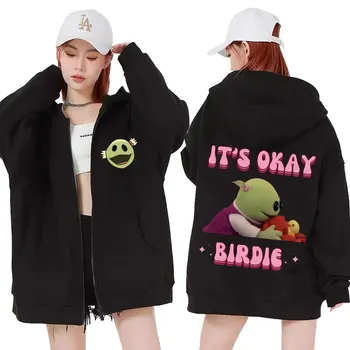 It's Okay Birdie Nanalan Wonderful Girl Cartoon Zipper Hoodies Őszi/téli meleg kabát Cipzáras pulóver Férfi Nők Aranyos kapucnis