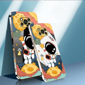 Hello Astronaut Phone Case for Poco X3 NFC X3 Pro galvanizált TPU védőburkolat ház exkluzív űrventilátorok ajándék