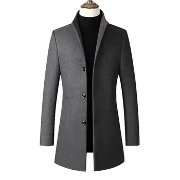 Téli kabát férfi téli árok kabát állvány gallér meleg kardigán zsebekkel jaqueta masculina