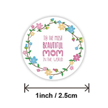50-500db Boldog anyák napi ajándékok címke matrica Kraft kerek alakú matrica Édes virágminták anya ajándékokhoz Csomagolás címke címkék