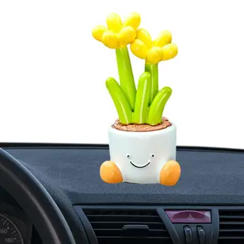 Növény Autó dekoráció Aranyos növény cserepes dísz autóhoz Univerzális autó műszerfal tartozék SUV teherautóhoz Rv Auto kabrió autó