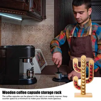 Kávéfőző Rendező Állvány Kapszula Nespresso tartó faTárolás Creative Display Rack Koporsó szett a kávézó bárjához