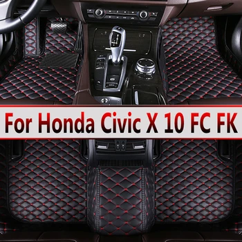 Autó padlószőnyegek Honda Civic X 10 FC FK 2016 ~ 2021 szőnyegekhez Bőr padlószőnyeg szőnyegek Belső alkatrészek Vízálló pad Autó kiegészítők