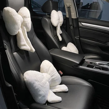 Bowknot autó fejtámla párna Szép automatikus ülés fejtámasz nyakvédő párna plüss autók ágyéki pihenő autós készletek