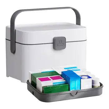 Elsősegélydoboz többrétegű gyógyszertároló konténer hordozható, nagy kapacitású sürgősségi orvosi ellátás készlet otthoni iskolai utazáshoz