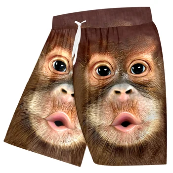 UJWI 2019 férfi strandnadrág 3D nyomtatott állat majom orangután divat vicces design rövidnadrág férfi nyár