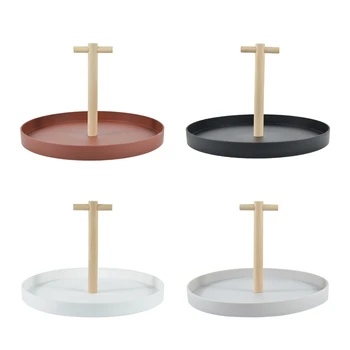 2024 New Nordic Simple Modern hordozható fa fogantyú kerek tálca Nappali Sundries asztali tárolótálcák