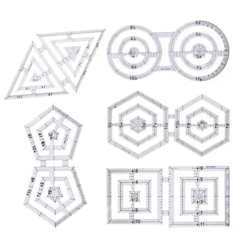 1db átlátszó akril patchwork vonalzó Dupla kör háromszög rajz vonalzó Szabó steppelés vonalzók varrás mérőeszközök