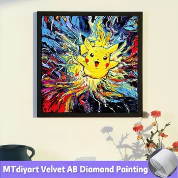 Anime perifériák AB gyémánt festmény Pikachu Psyduck képkészlet Mozaik kézművesség Art Van Gogh stílus otthoni faldekoráció ajándék