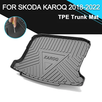 Autó hátsó csomagtartótakaró szőnyeg gumi TPE vízálló csúszásmentes rakománybélés tartozékok a Skoda Karoq 2018-2022 számára