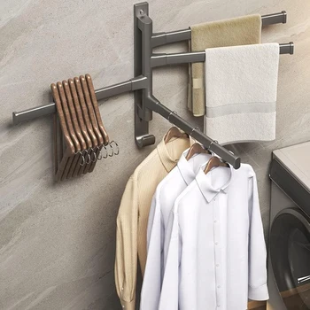 Új fürdőszoba törölközőtartó Forgatható törölközőtartó hely alumínium 3 bar törölköző akasztó konyhai polc papír függő falra szerelhető