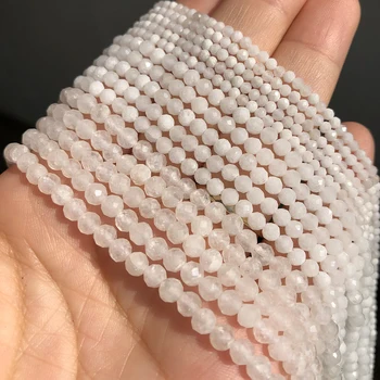 2/3/4mm Természetes csiszolt fehér holdkő gyöngyök kerek laza Rondelle kiegészítők Gyöngyök ékszerkészítéshez DIY karkötő nyaklánc