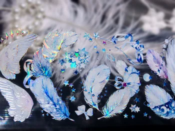 Dreamy Blue Feather Shiny Crystal PET szalagok Kézműves kellékek Maszkolószalag Ragasztószalag DIY scrapbooking dekoráció Washi matrica