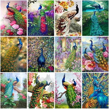 5D DIY gyémánt festmény rajzfilm állatok páva hímzés mozaik kézműves képek teljes fúró keresztszemes készletek nappali dekoráció