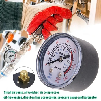 Fém kompresszor pneumatikus hidraulikus folyadék nyomásmérő 0-12 bar/0-180 PSI Mini légszivattyú tartozékok kijelző mérőműszer