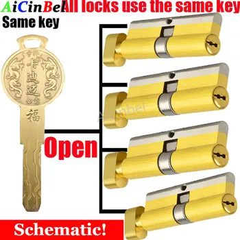  Testreszabhatja ugyanazt a kulcsot az összes henger kinyitásához, szuper minőségű zárhenger 70/80/65mm Big Gourd lopásgátló ajtózár Core10db kulcs