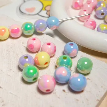Macaron Color Candy Love Heart kerek gyöngyök ékszerkészítéshez Karkötő nyaklánc DIY telefonlánc kulcstartó Gyerek hajkötél Charms
