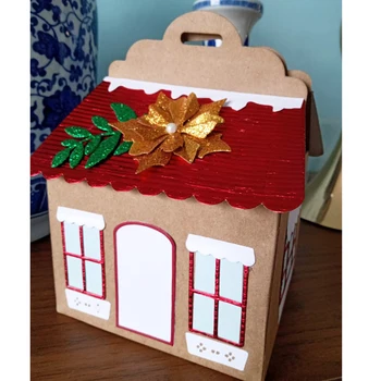 Aranyos házicsemege doboz fémvágó szerszámok Sablonok DIY scrapbooking dekorációhoz dombornyomás DIY papírkártya