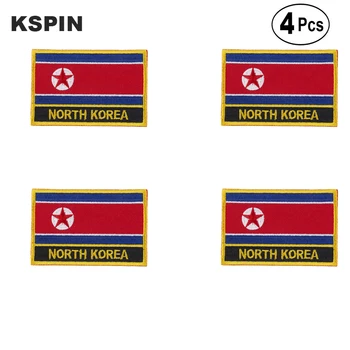 Észak-Korea Téglalap alakú zászló vas a fűrészen a foltokon Hímzett zászló foltok Nemzeti zászló foltok ruházathoz DIY