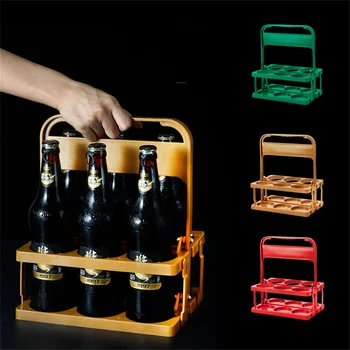 6 lyuk műanyag tejlé palack hordozó összecsukható piknik sörital hordozó hordozható bortároló állvány italszervező