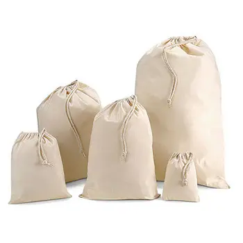 Pamutvászon ajándéktáska Születésnapi zsúr Esküvői szívességtartó smink ékszerek húzózsinóros tasak tároló táskák 5 méret Tömörítési típus