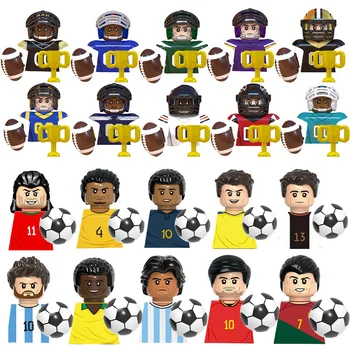 Gyerekjátékok Sportfigurák sorozat Rögbi játékos Futballista Modell Kis részecskék Építőelemek Gyermek születésnapi ajándékok