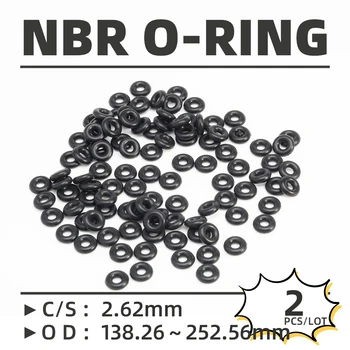 2db/lot gumi Fekete NBR CS 2.62mm OD 138.26/144.61/150.96/157.31/163.66/170.01 mm O gyűrűs tömítés olajálló vízálló