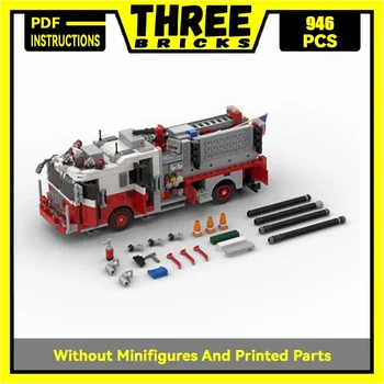 City Jármű modell Moc építőelemek New York-i tűzoltóság Motor 34 Technológiai blokkok Ajándékok Karácsonyi játékok DIY készletek összeszerelése