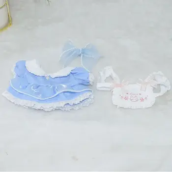 Aranyos baba szép ruhák Kék nyúl fejfedő kiegészítőkkel Plüss babák ruha kiegészítők