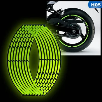 18''Univerzális motorkerékpár matrica keréktárcsa fényvisszaverő csíkok dekoratív csíkos autó kerékpár motorkerékpár kerékpár fluoreszkáló zöld díszítés