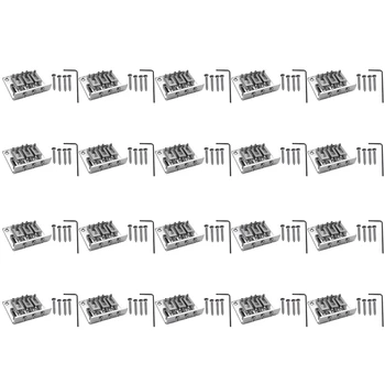 20X Szivardoboz Gitár alkatrészek: 3 húros króm kemény farok állítható híd ezüst színű