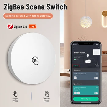 Tuya ZigBee gomb jelenet kapcsoló Több jelenet összekapcsolása Smart Switch akkumulátoros automatizálás Dolgozzon Smart Life Zigbee eszközökkel