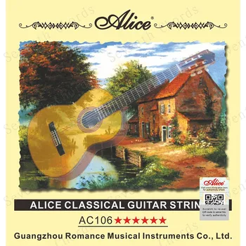 2 Set Alice A106 átlátszó nylon klasszikus gitár húr szett 1-6. (0285-044) ezüstözött rézötvözet tekercs