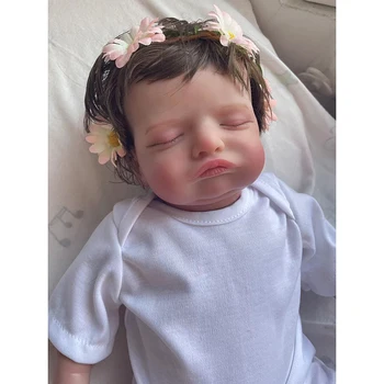 49cm Rosalie újjászületett baba babák Kézzel készített 3D bőr látható vénák újjászületett alvó baba baba lány kézzel gyökerező hajjal és ajándékkal