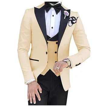 Vadonatúj férfi 3 részes férfi öltöny egyedi gyártású Terno Slim vőlegény esküvői PromTerno Masculino férfi ruházati dzseki + nadrág + mellény