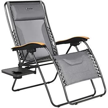 PORTAL Túlméretezett hálós háttámla nulla gravitációs dönthető teraszos székek, XL párnázott ülés összecsukható teraszos lounge szék