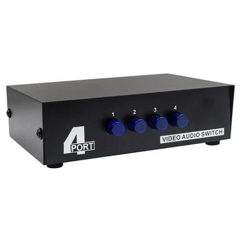2X 4 portos AV kapcsoló RCA kapcsoló 4 az 1-ben Kompozit videó L / R hangválasztó doboz DVD STB játékkonzolokhoz