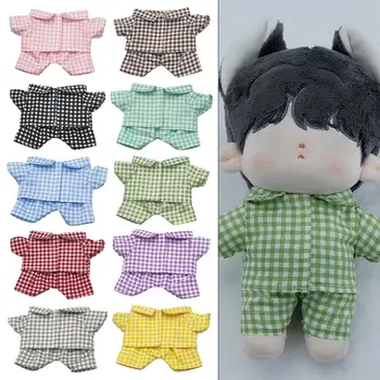 20CM pamut baba ruhák divat csíkos kockás pizsama szett felsők ingnadrág bálvány babáknak kiegészítők Gyerek plüss játékok ruhák