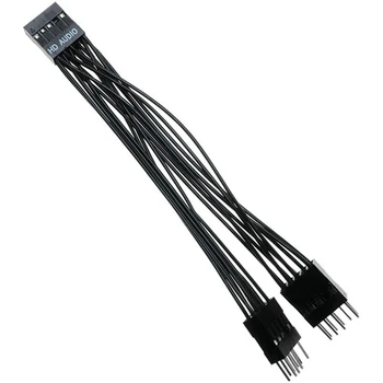 2X alaplap Audio HD hosszabbító kábel 9Pin 1 anya - 2 apa Y elosztó kábel fekete PC-hez DIY 10Cm