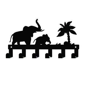 6 Horgok Kulcstartó falhoz Fém kulcstartó Dekoratív falra szerelhető elefánt design stílusú kulcstartó fali kulcsakasztóhoz