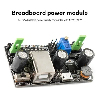 MB102 Breadboard dedikált teljesítménymodul 1.5V 5V 3.3V 5V-15V állítható tápegység modul Arduino DIY készlethez