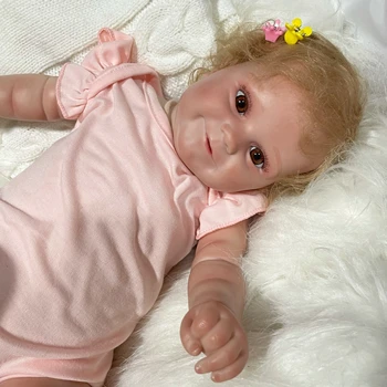 19Inch kész újjászületett baba Maddie kézzel készített baba gyökeres szőke hajjal DIY játék szilikon vinil hercegnő ajándék lánynak