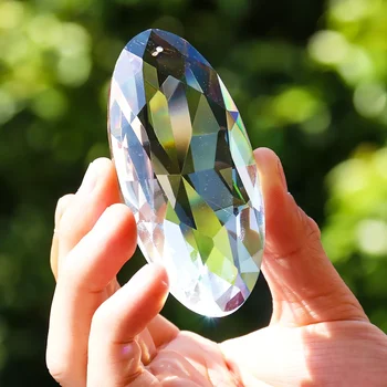 90mm ovális gyémánt fazettás kristály napfogó prizma napfény befogó lámpa szivárvány készítő csillár kristály medál függő dekoráció